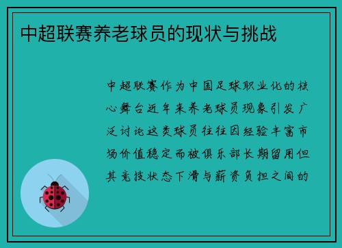 中超联赛养老球员的现状与挑战